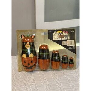 1996 Halloween Nesting Dolls set of 5 Cats Kitties Pumpkins